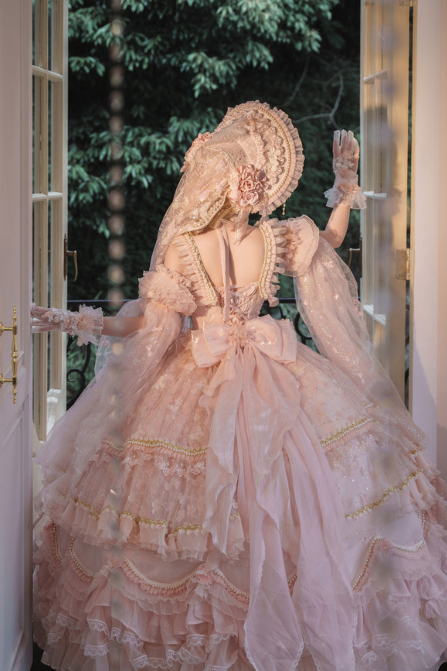 スイートフラワーゴージャスティーパーティーロリータアクセサリーハット+ベール+ネックレス+グローブ+セプター