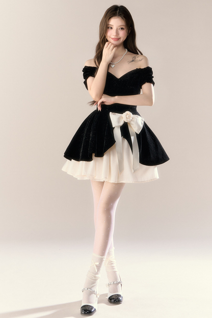 ベルベットシックガーリーフレンチバンケットドレス