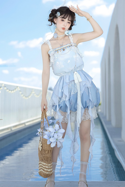 アイスブルースイートキャミソール+バルーンスカート
