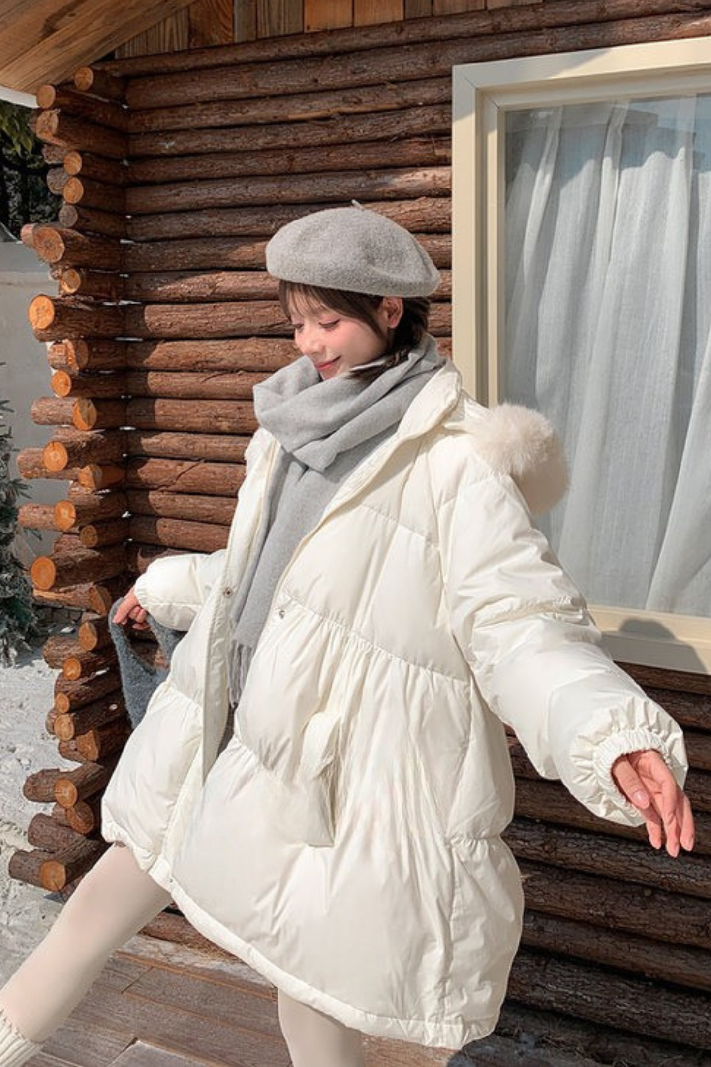 スウィートキャットフードダウンジャケット