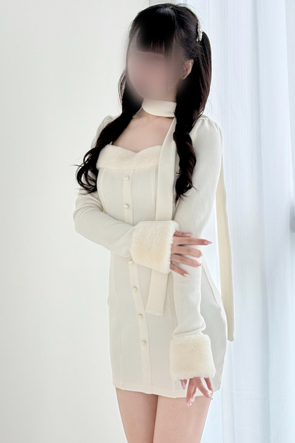 Point Boa Design Tight Dress