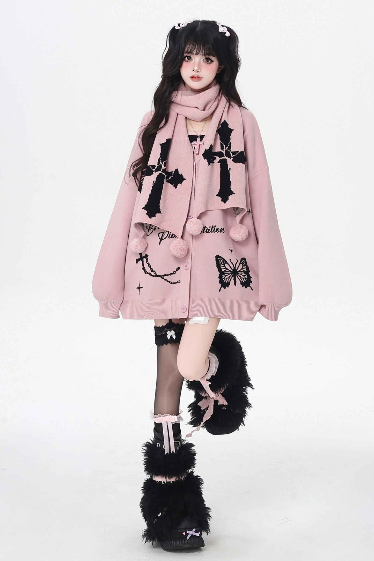 バタフライルーズデザインセーターカーディガン