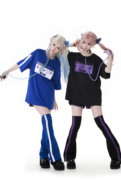 Subculture Loose Over T-shirt + Pants + Leg Warmers + Angel Devil Hairpin