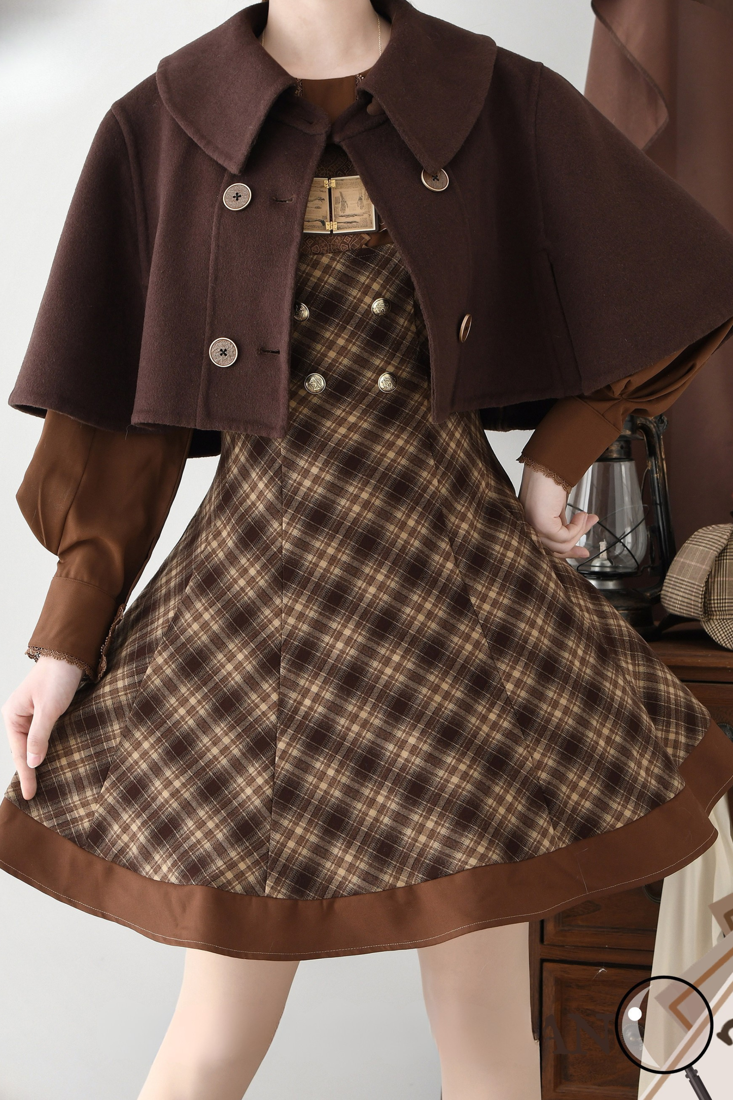 [Reservation Deadline February 3rd] Vintage Detective Series Lapel Cape + Suspender Dress + Ribbon Brooch