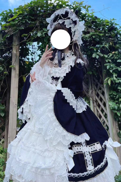 ゴシックドールレースドレス+ボンネット