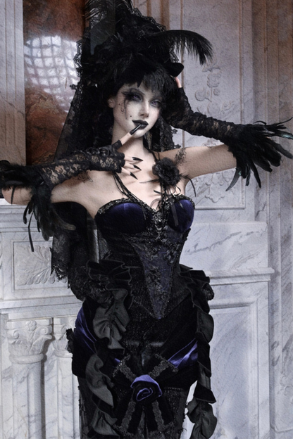 Gothic Gorgeous Diamond Velvet Slim Corset