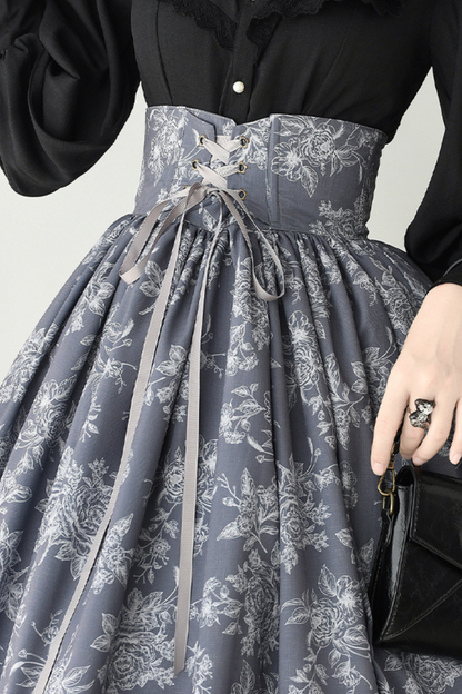 Sketch Wild Rose Elegant Herringbone Lolita Skirt