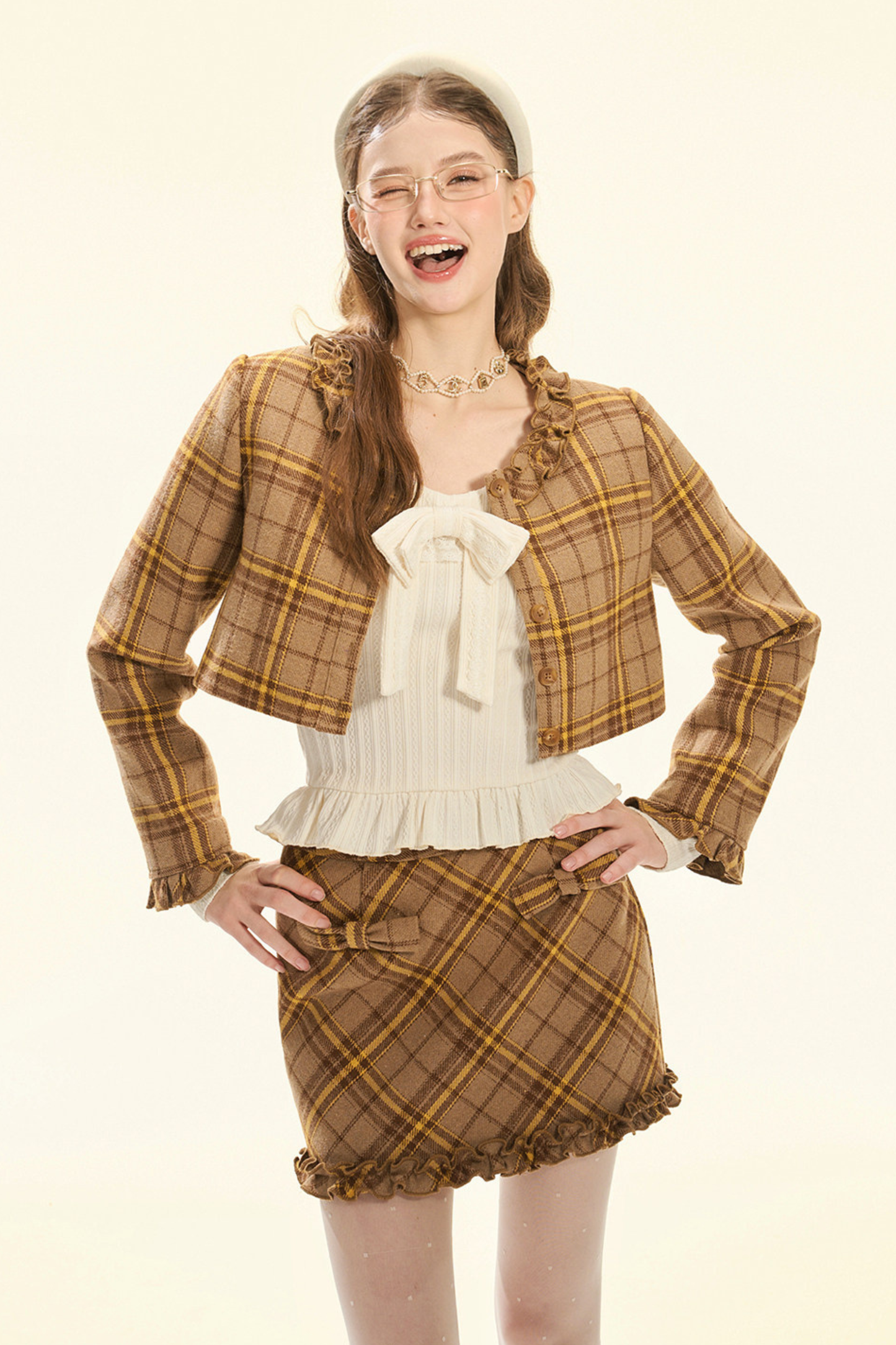 Ruffled Bowknot Knit Top