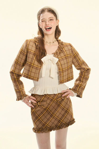 Ruffled Bowknot Knit Top