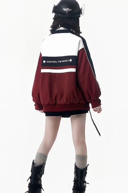 カラーブロックバイカージャケット