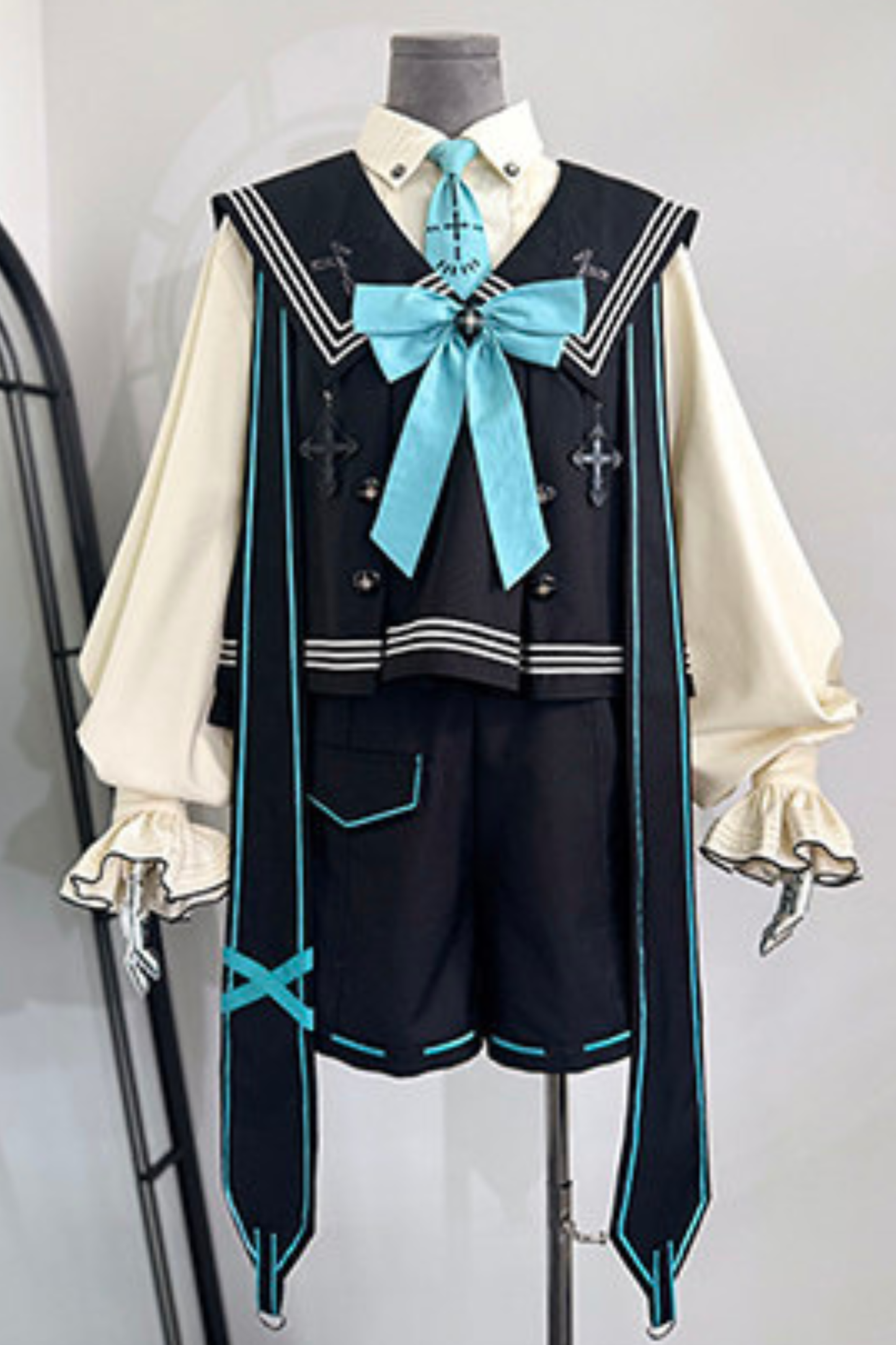 Cyber-Prince-Weste + Hemd + Kurze Hose + Krawatte