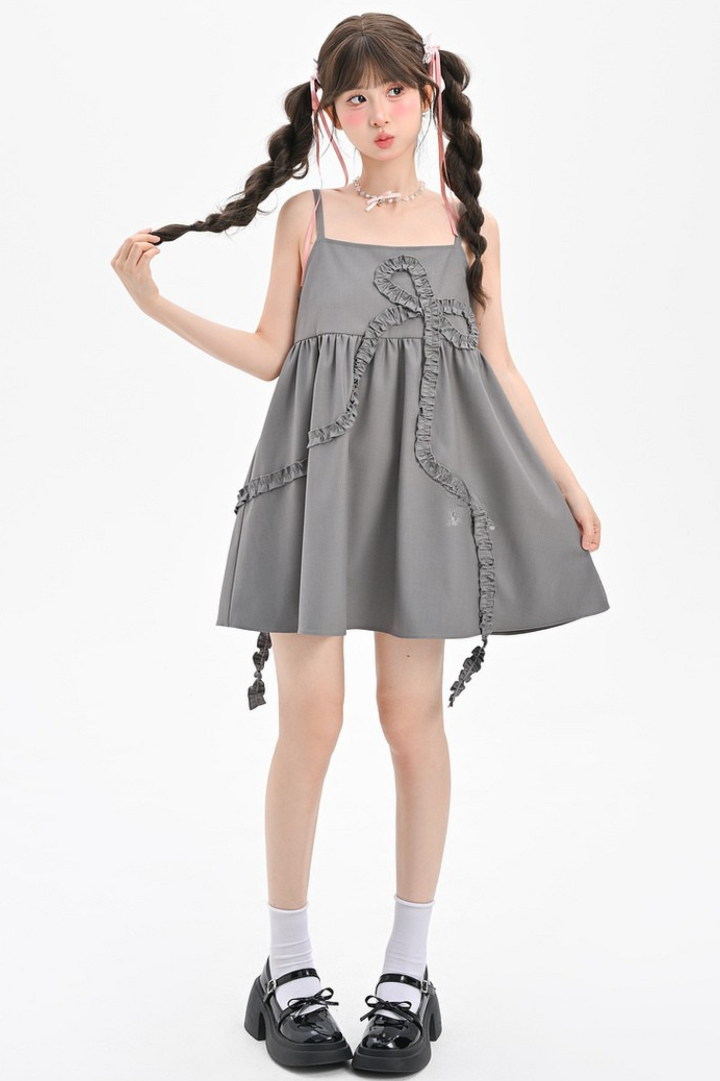 ガーリーグレーピンクセットアップ