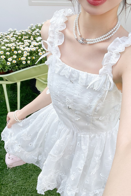 Sweet Style Pure White Girl Puffy Dress