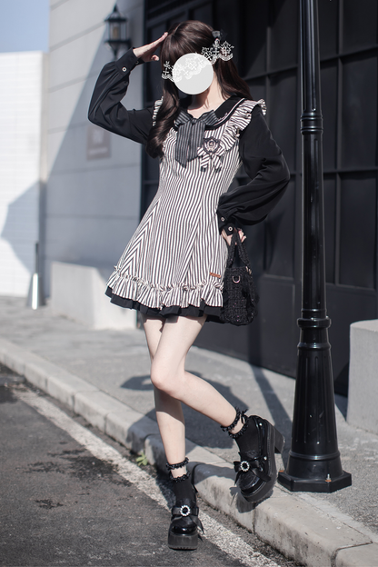 ストライプドールフレアドレス