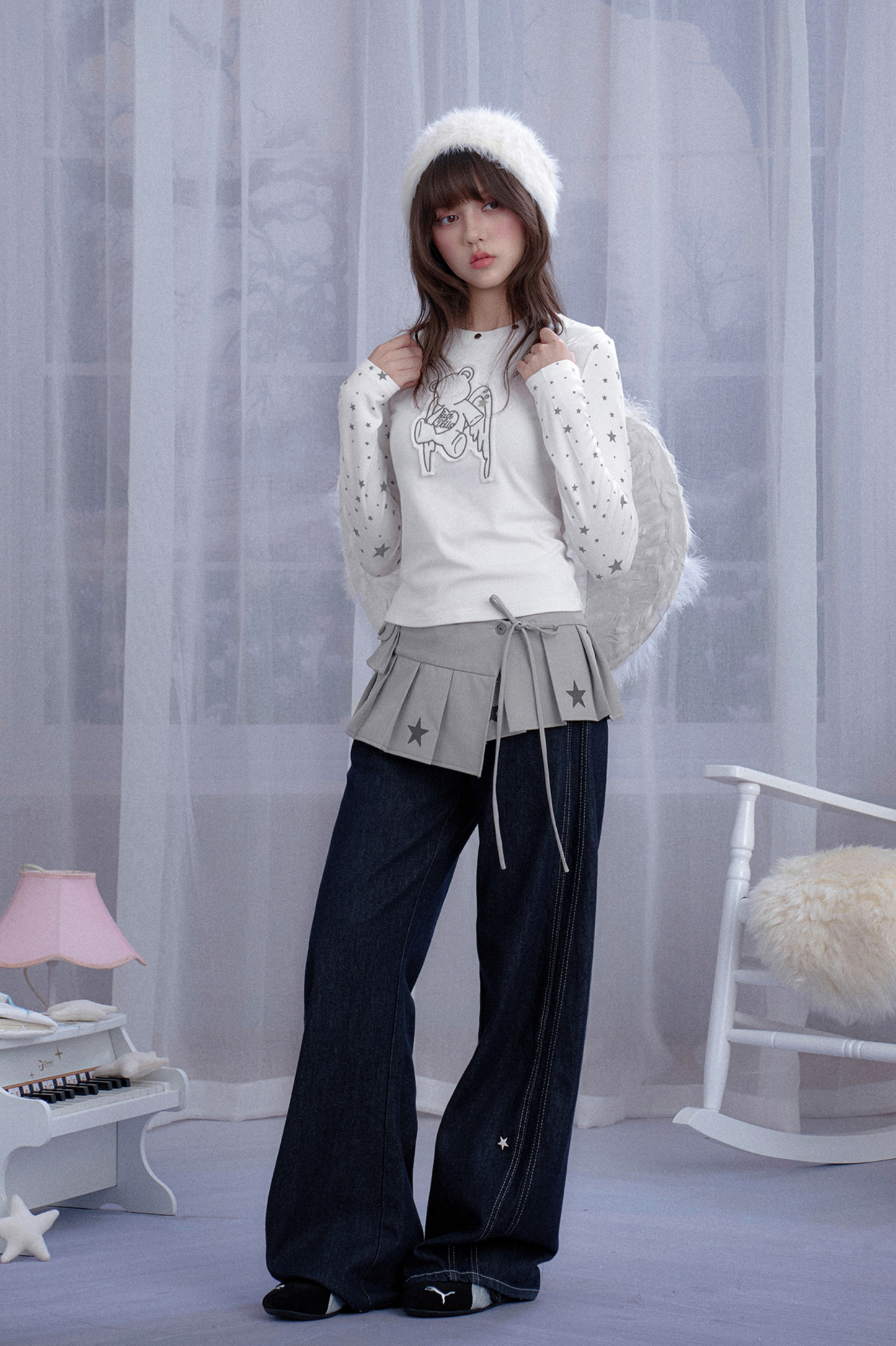 Falda de capas con cortina de estrellas