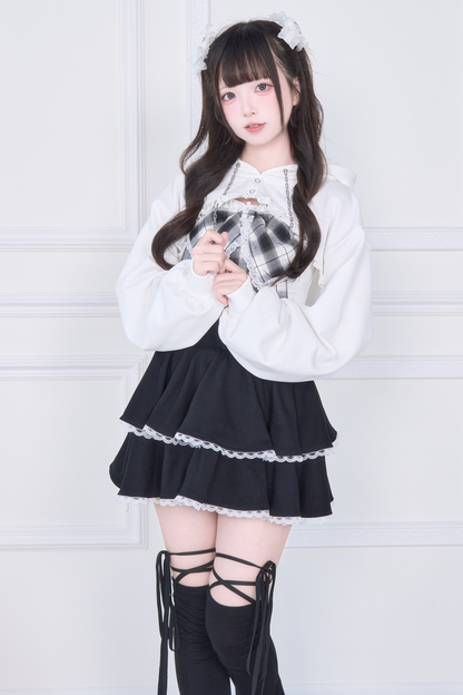 リボンベスト+ショートスウェット