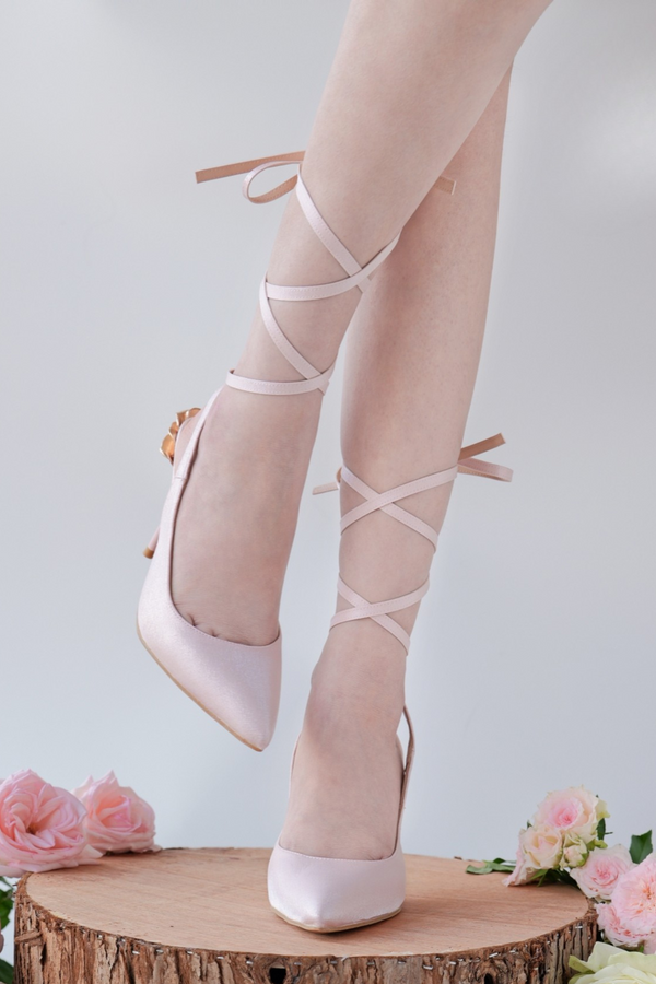 Rose Heel Leather Strap Back Heel