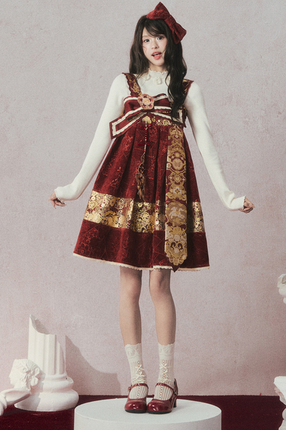 ベルベットダークレッドドレス+トップス+ジャケット+アクセサリー