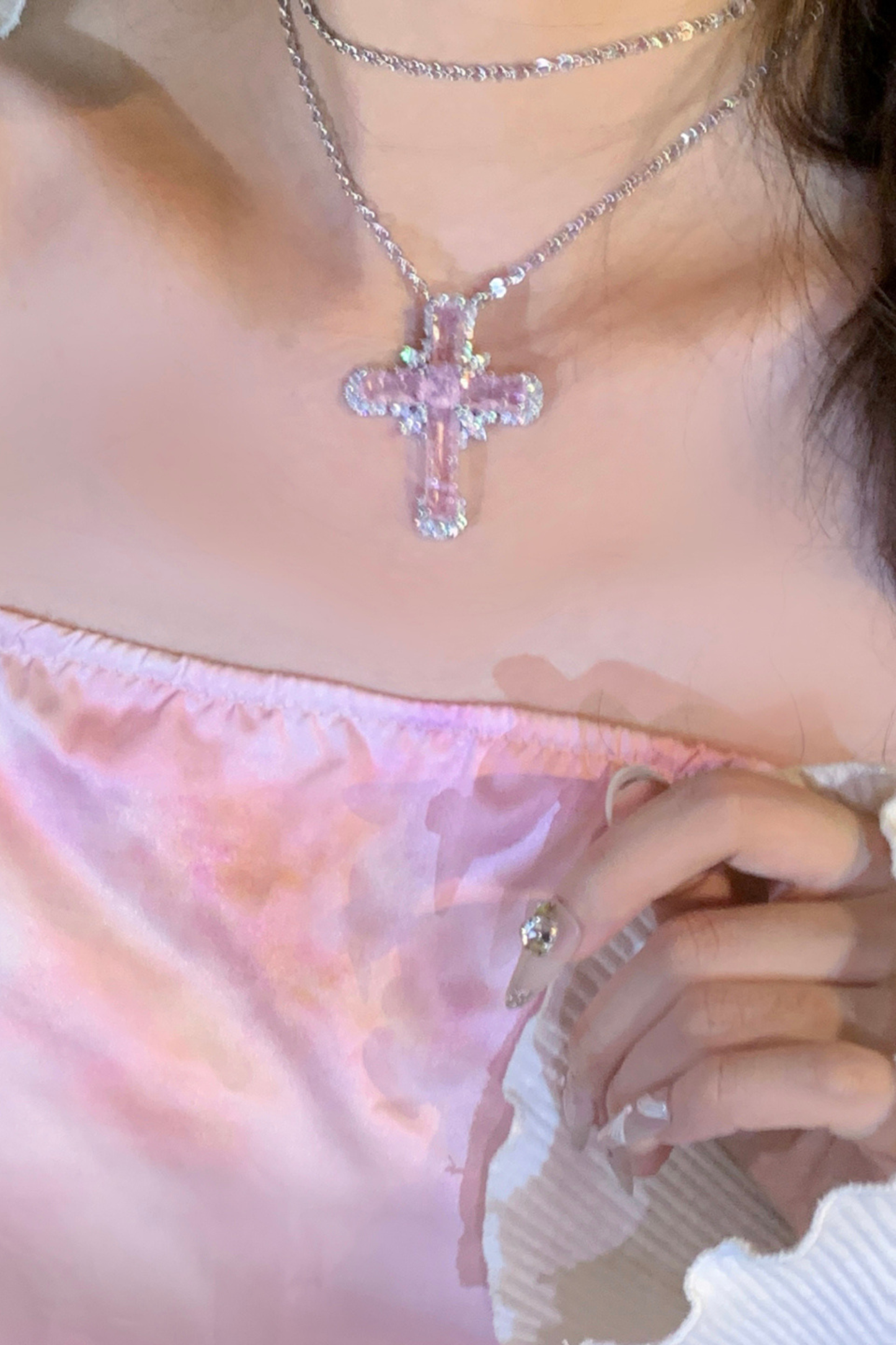 Cracked Cross Cute Necklace