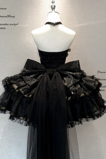 Ribbon Halter Neck Slim Lolita Dress