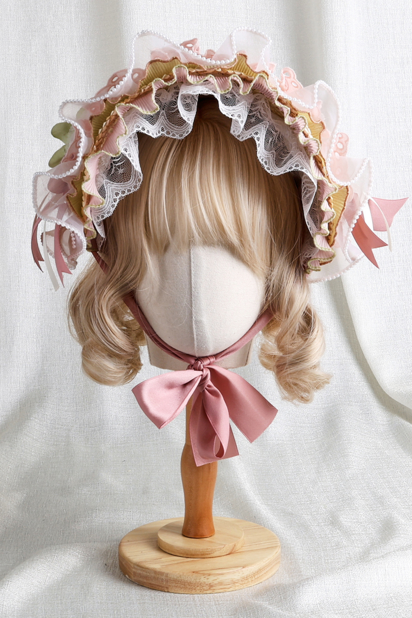 カントリーブーケロリータボンネット+フラットハット+クリップハット+ヘアバンド