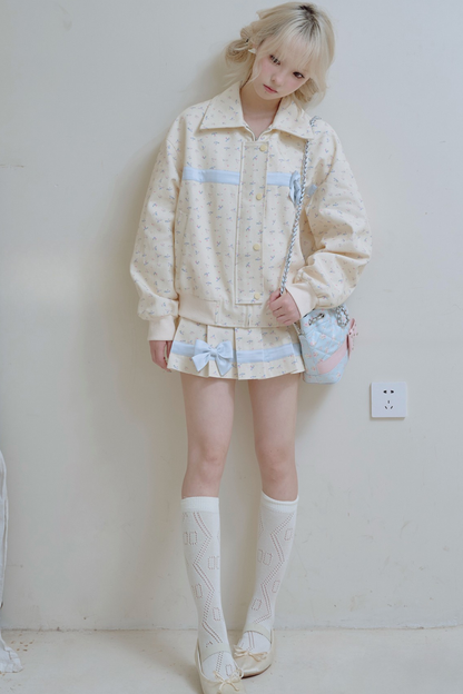 フラワーリボンジャケット＋プリーツスカート