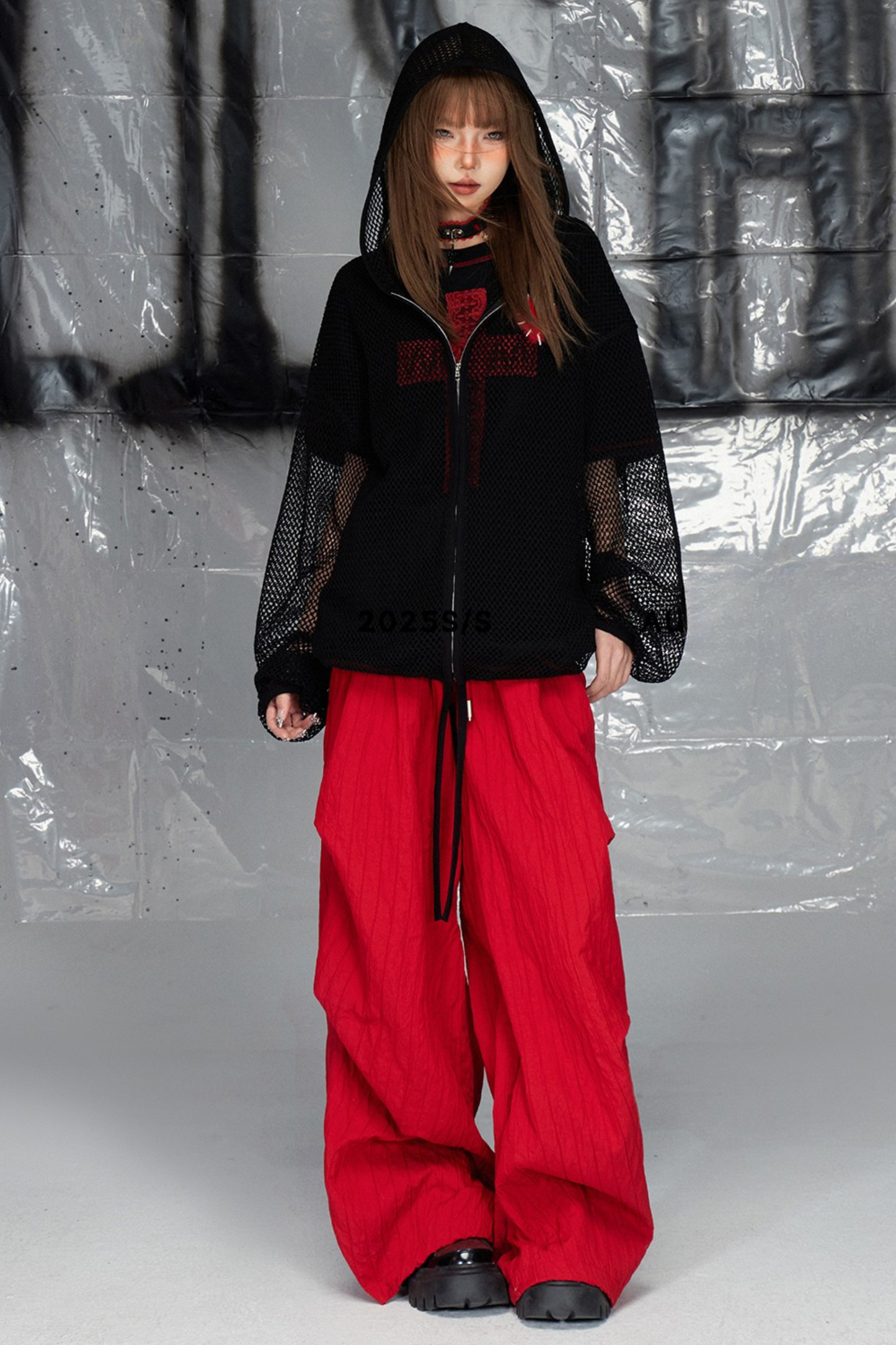 Red loose casual pants