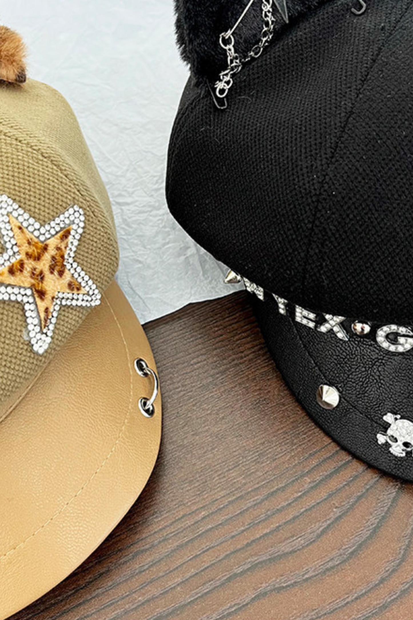 Studded Leather Cat Ear Beret