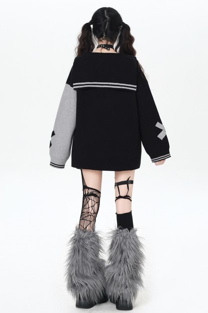 Rabbit Ear Bicolor Loose Sweater