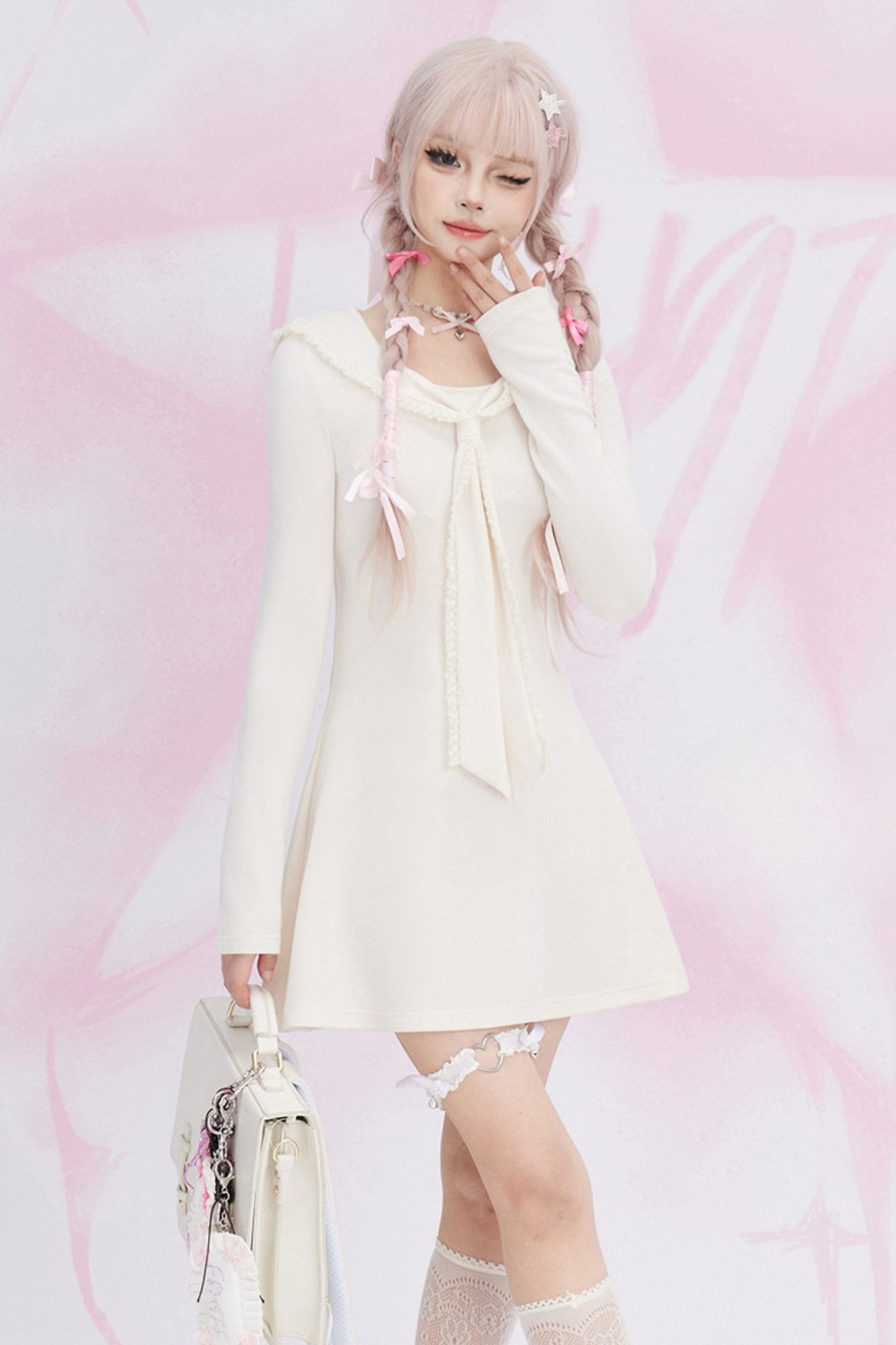 Sailor Collar Pure Knit Dress