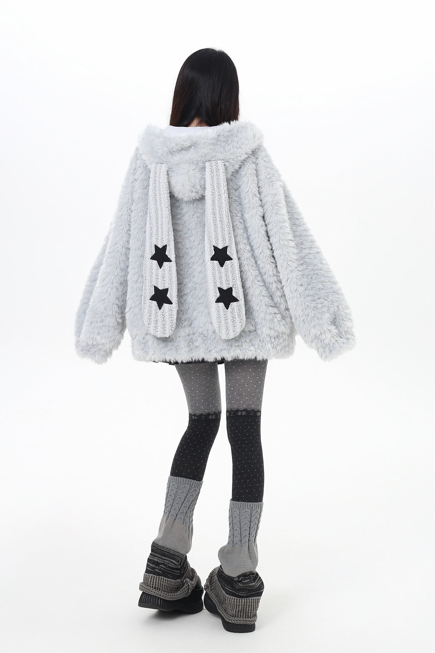 Bunny Ear Fur Hooded Coat