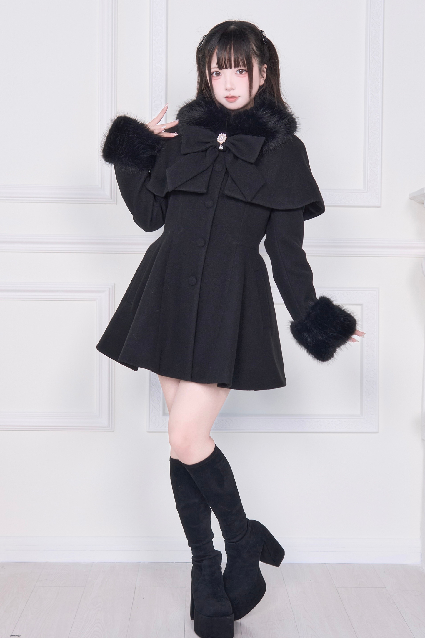 ビッグリボンフレアコート