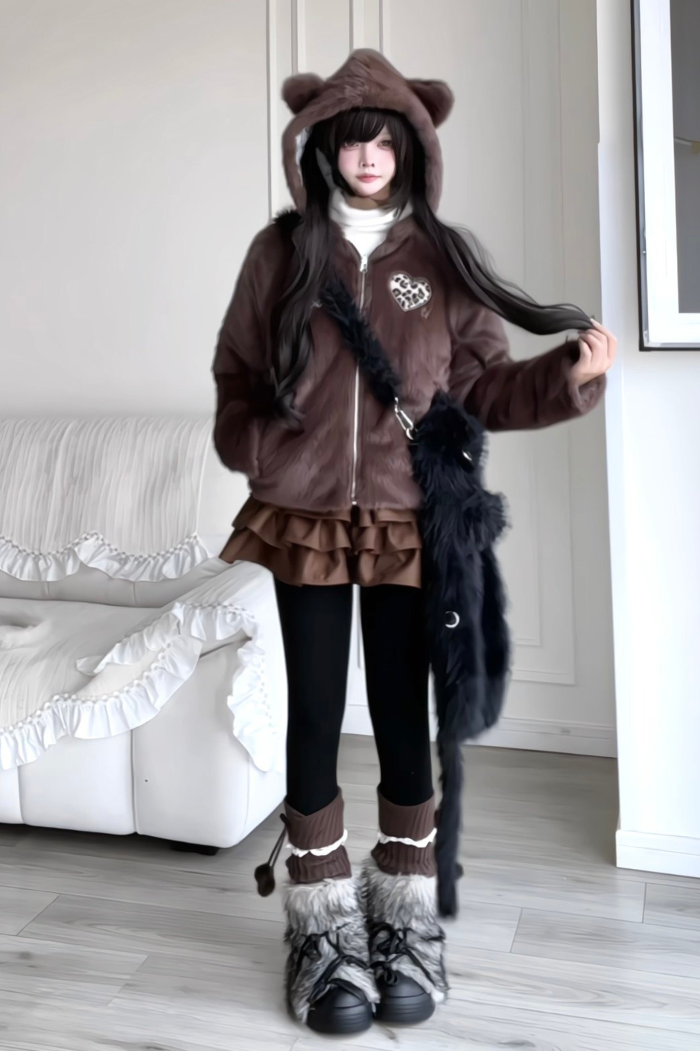 Animal Fur Reversible Zip Jacket