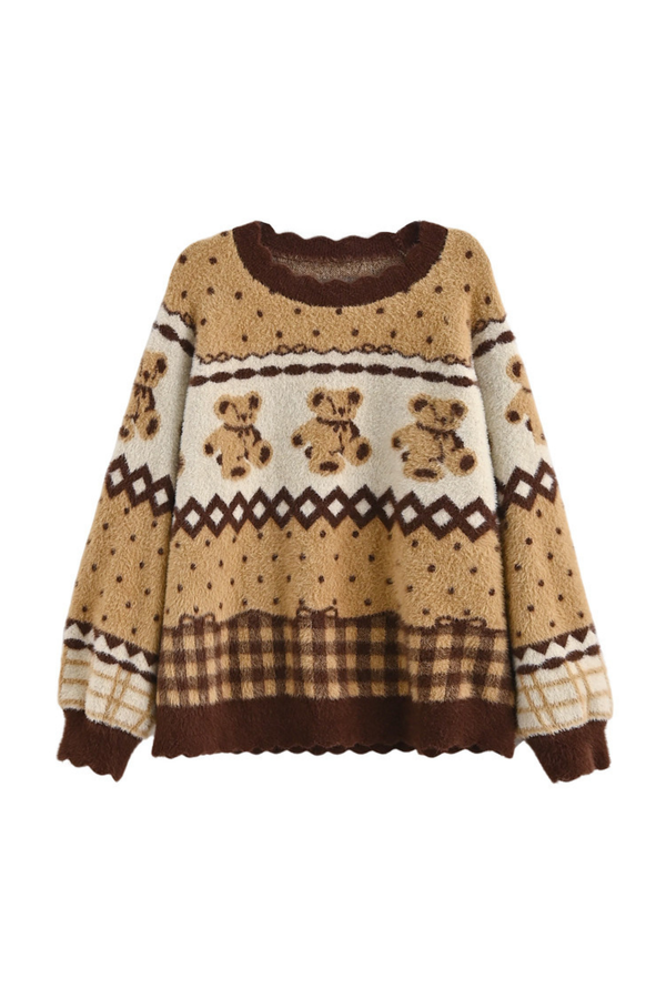 レトロベアジャカードニット