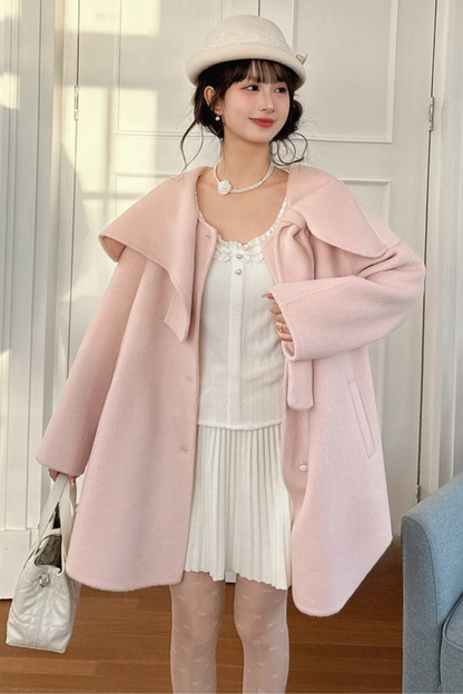 リボンビッグカラーフレアコート