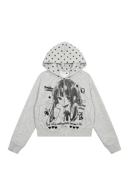 アニメデザインフードショートパーカー