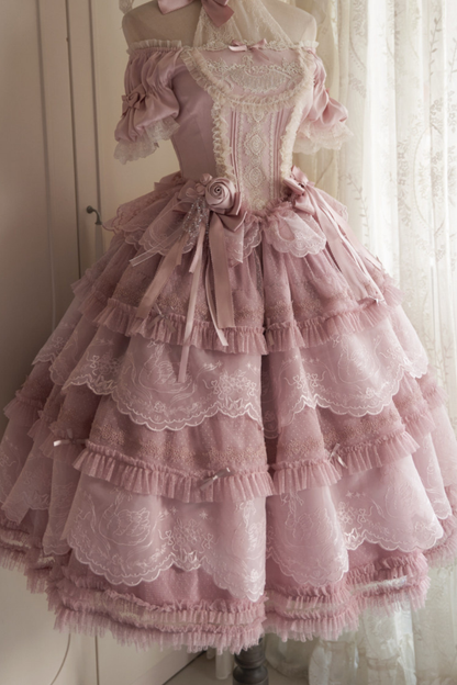 Moon River Lolita Puff Sleeve Top + Vest + Skirt