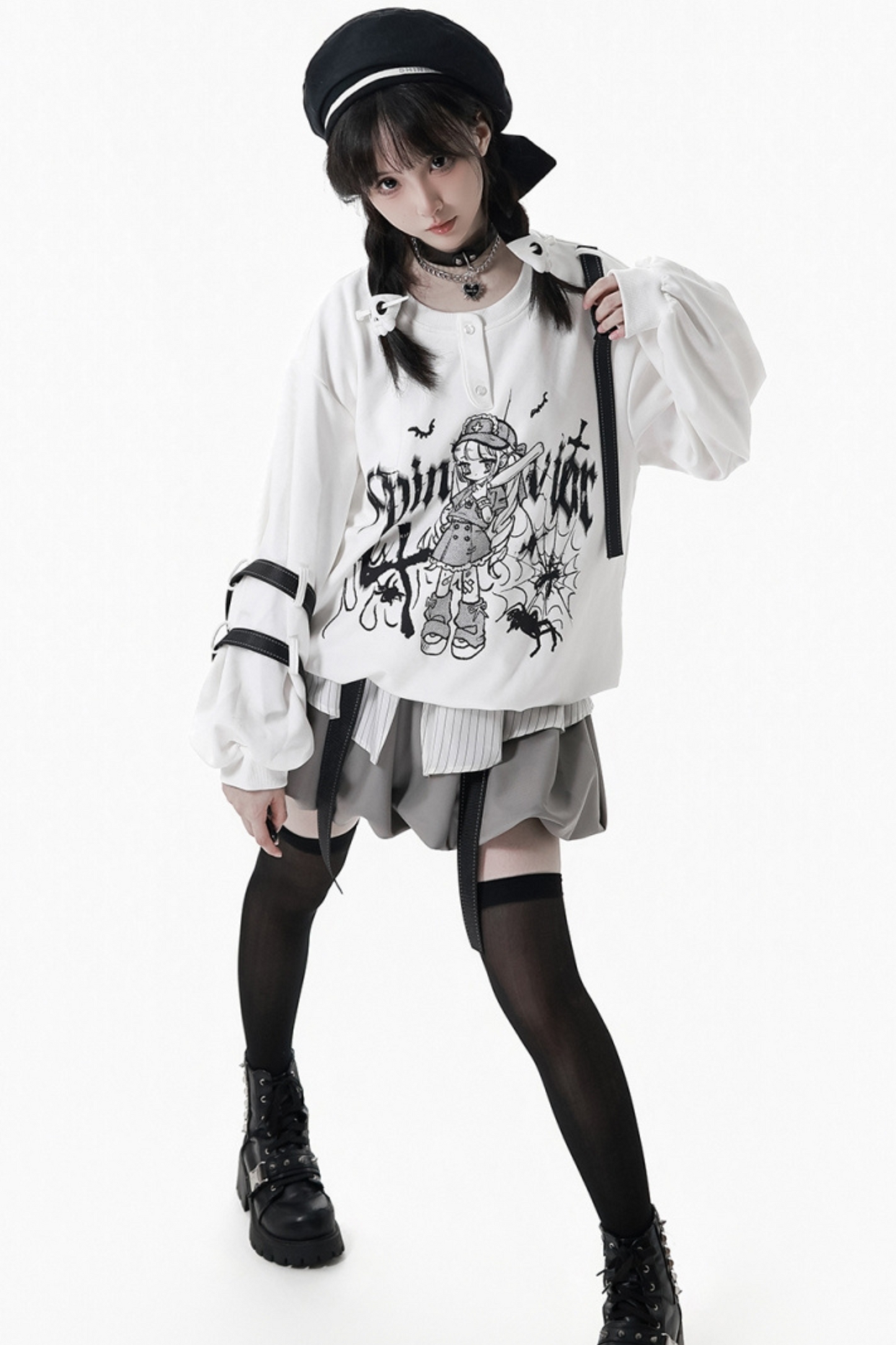 ダークグラフィティスウェット+スカート