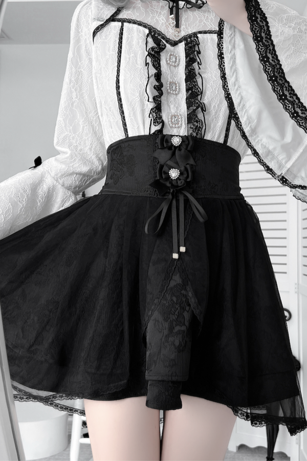 レースフレアスリーブブラウス+スカート