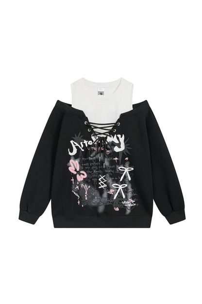 Midnight Dark Girly Off-the-shoulder Top