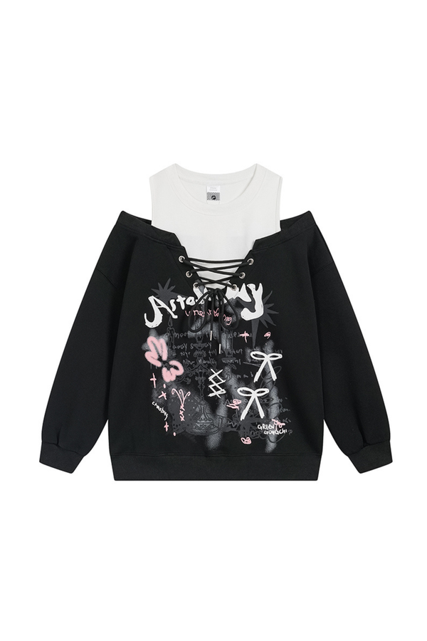 Midnight Dark Girly Off-the-shoulder Top