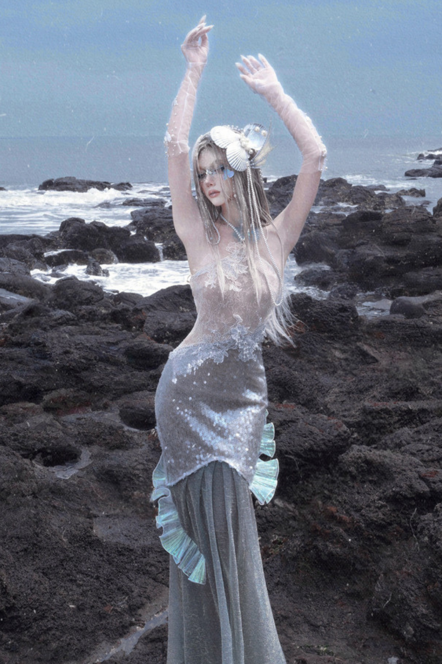 [Pre-order] Mermaid Seaside Dress + Sequined Shawl