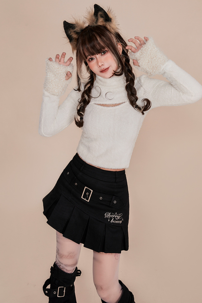 イミテーションミンクスリムニット