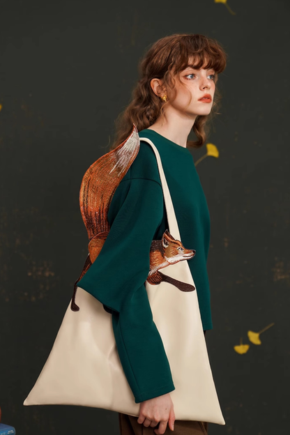 キツネショルダーキャンバスバッグ