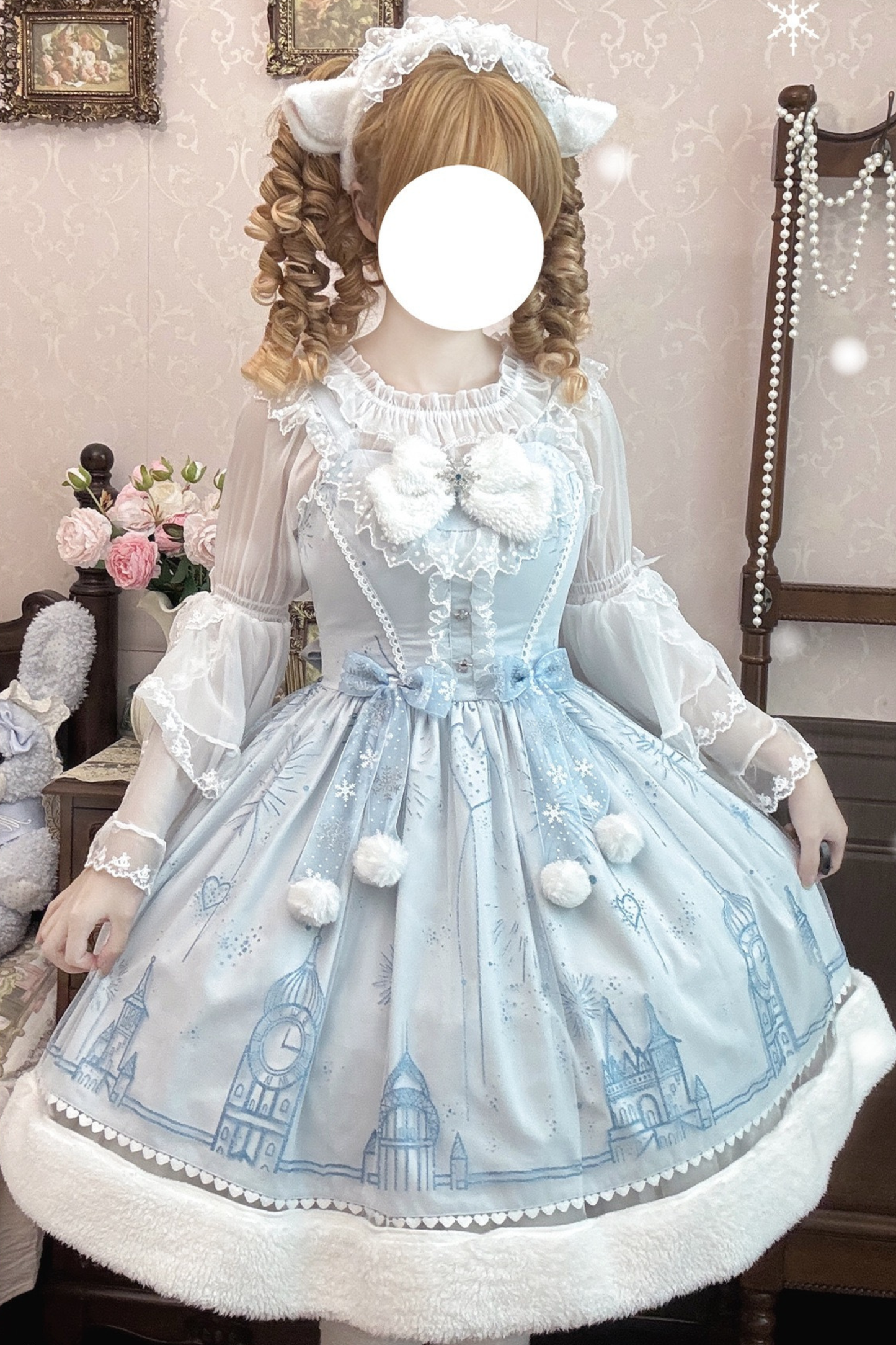 スノーフレークキャッスルロリータドレス+ケープ+トップス