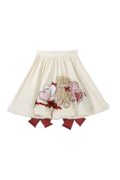 【予約商品】ラビットロリータケープ+サスペンダー+ベアデザインスカート+タートルネック