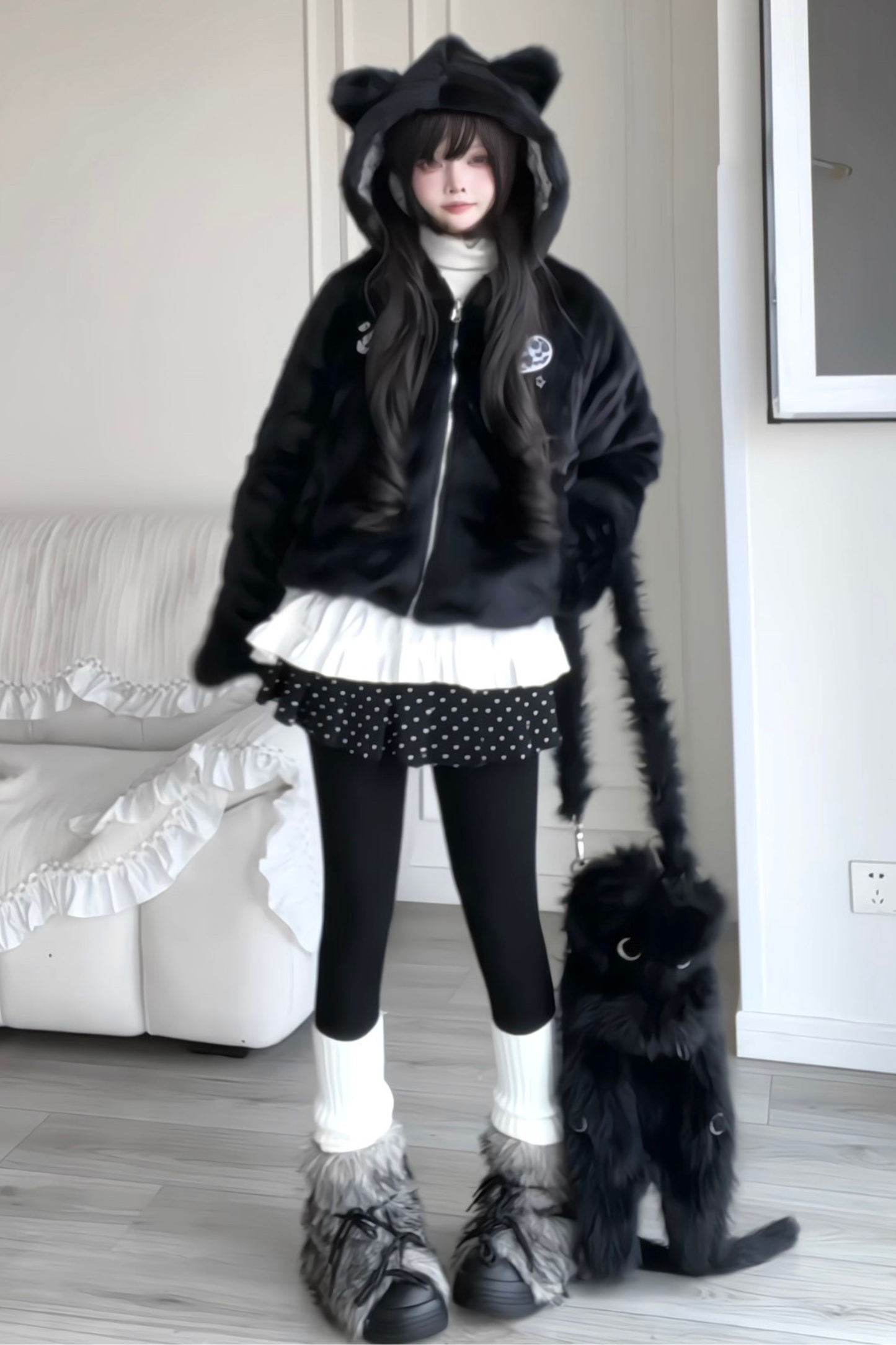 Animal Fur Reversible Zip Jacket