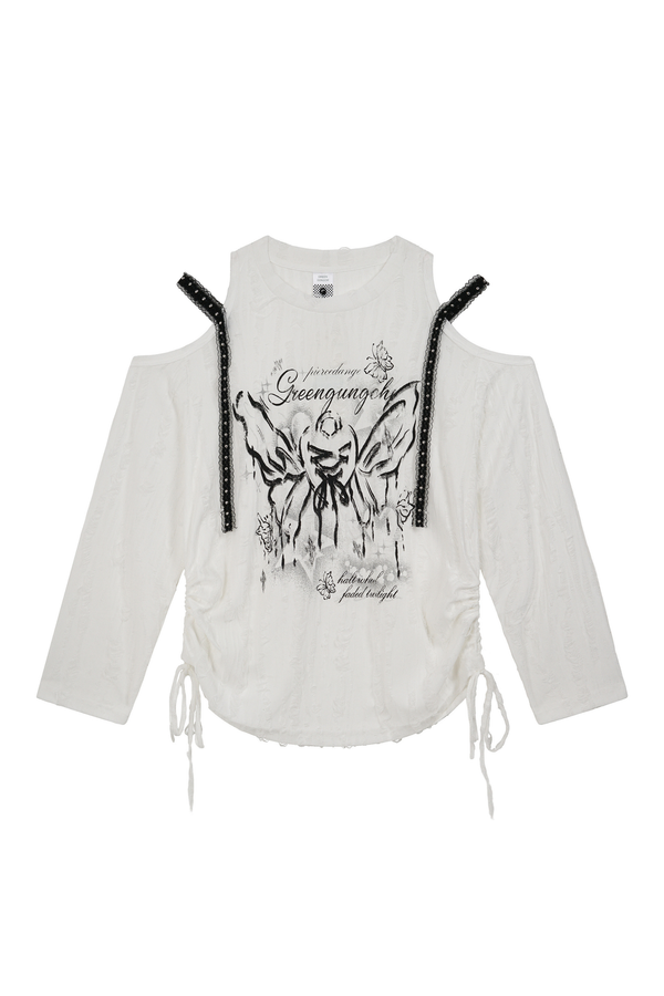 ライトゴシックサブカルチャーオフショルダートップス