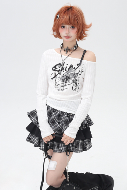 レザーオフショルダートップス