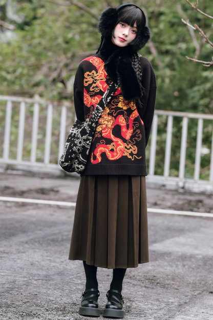 Snake design loose pullover knit